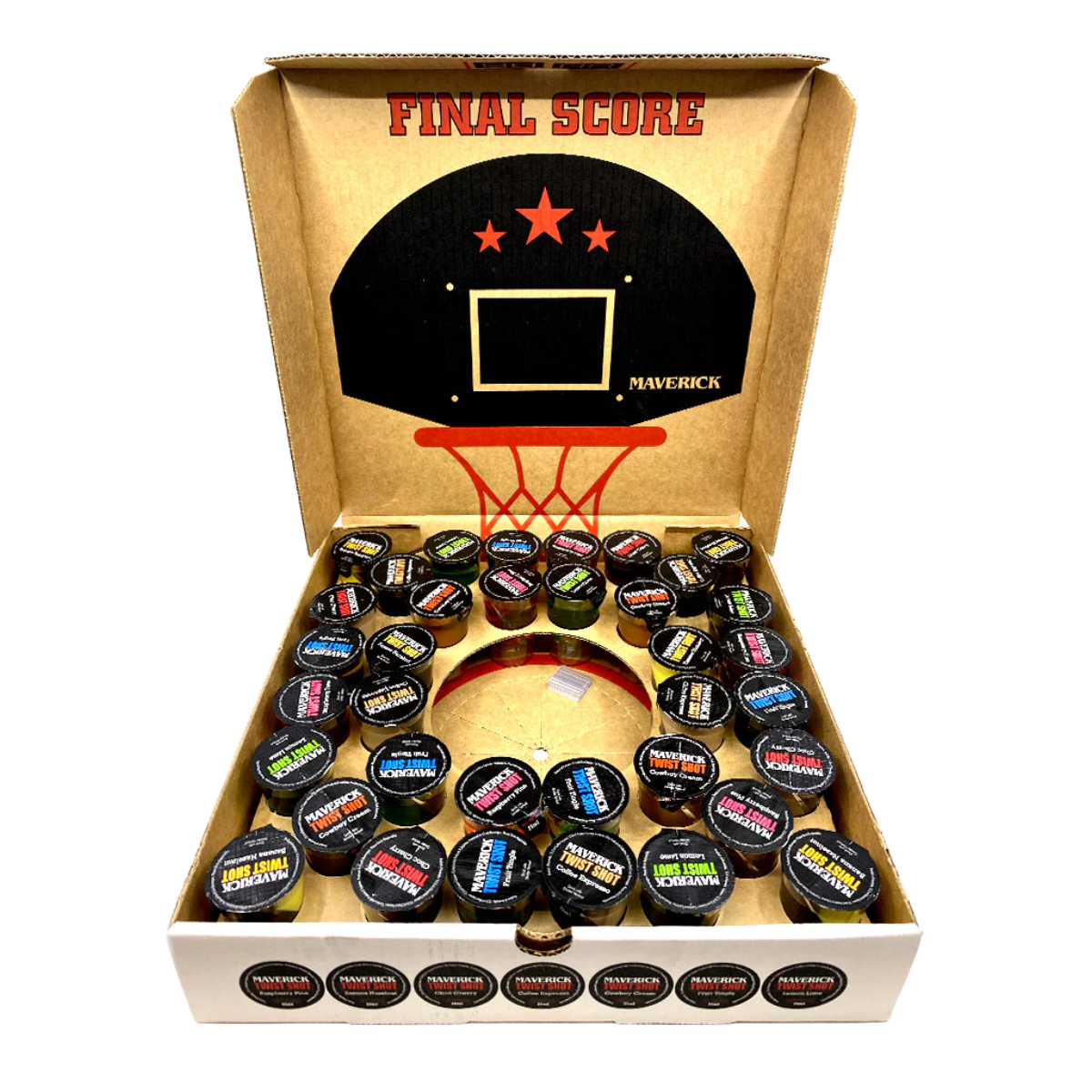 Maverick Pizza Box Twist Shots With Basketball Liqueur 36 x 25ml Shots
