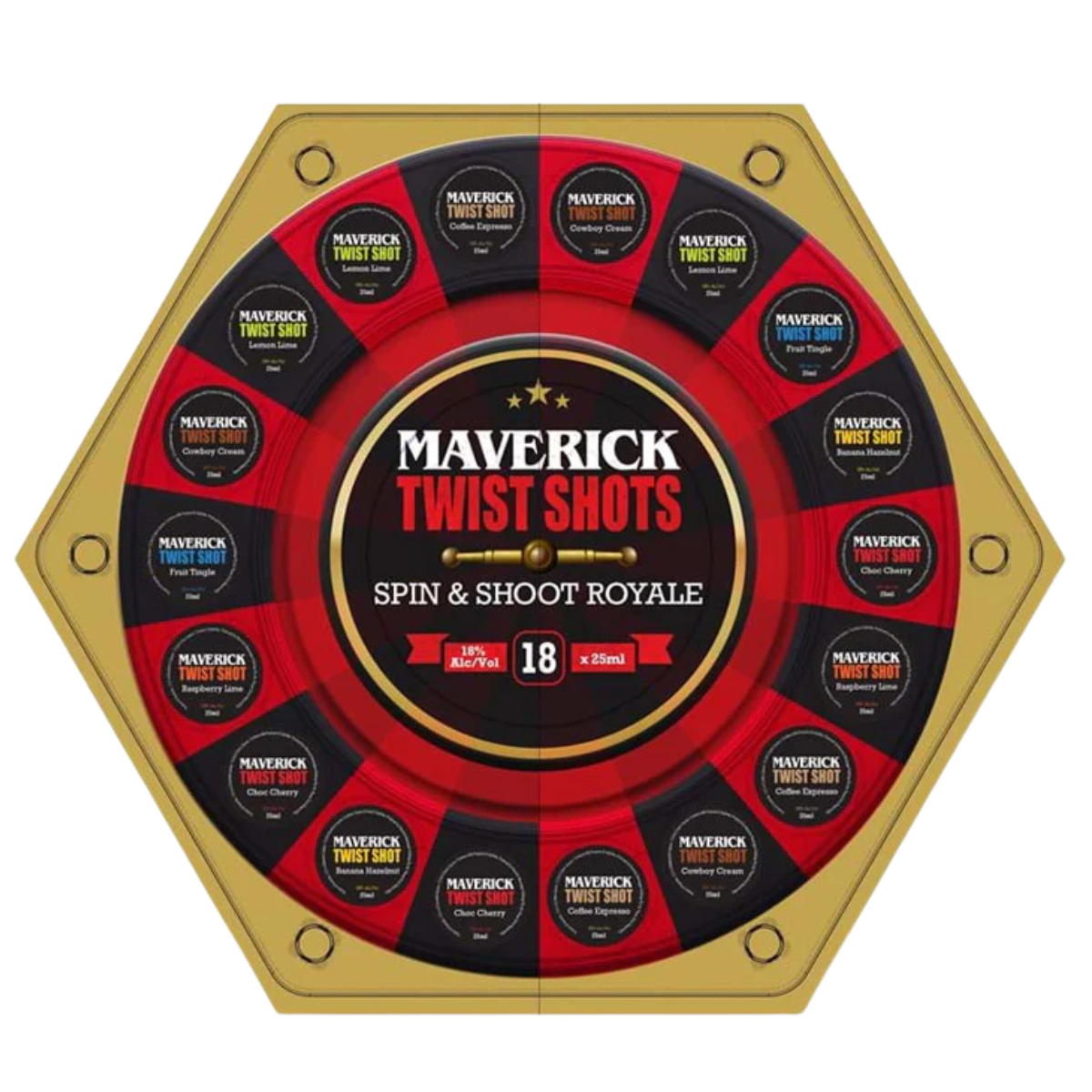 Maverick Twist Shots Spin & Shoot Roulette Liqueur 18 x 25ml Shots