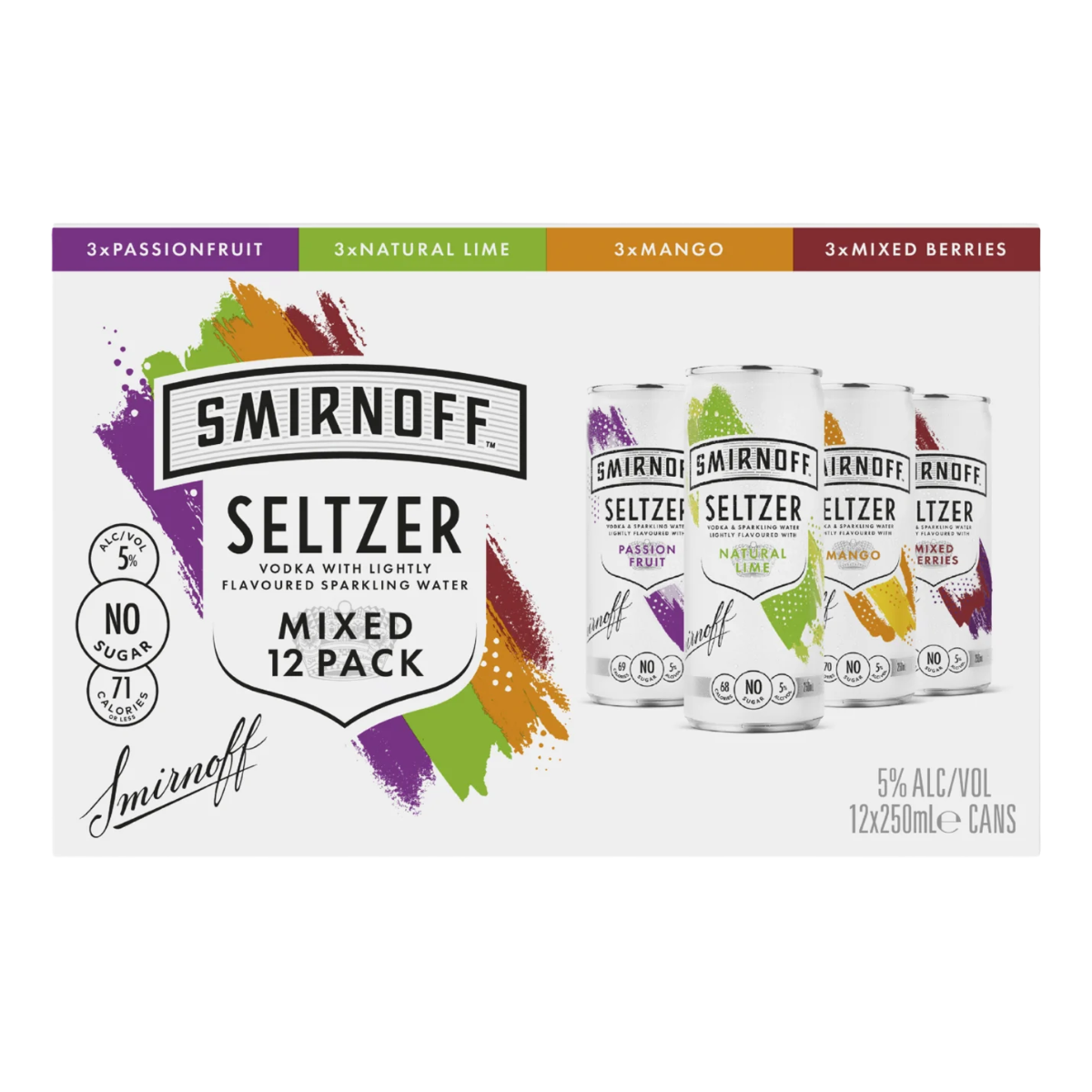 Smirnoff Seltzer Mixed Pack 12x250ml