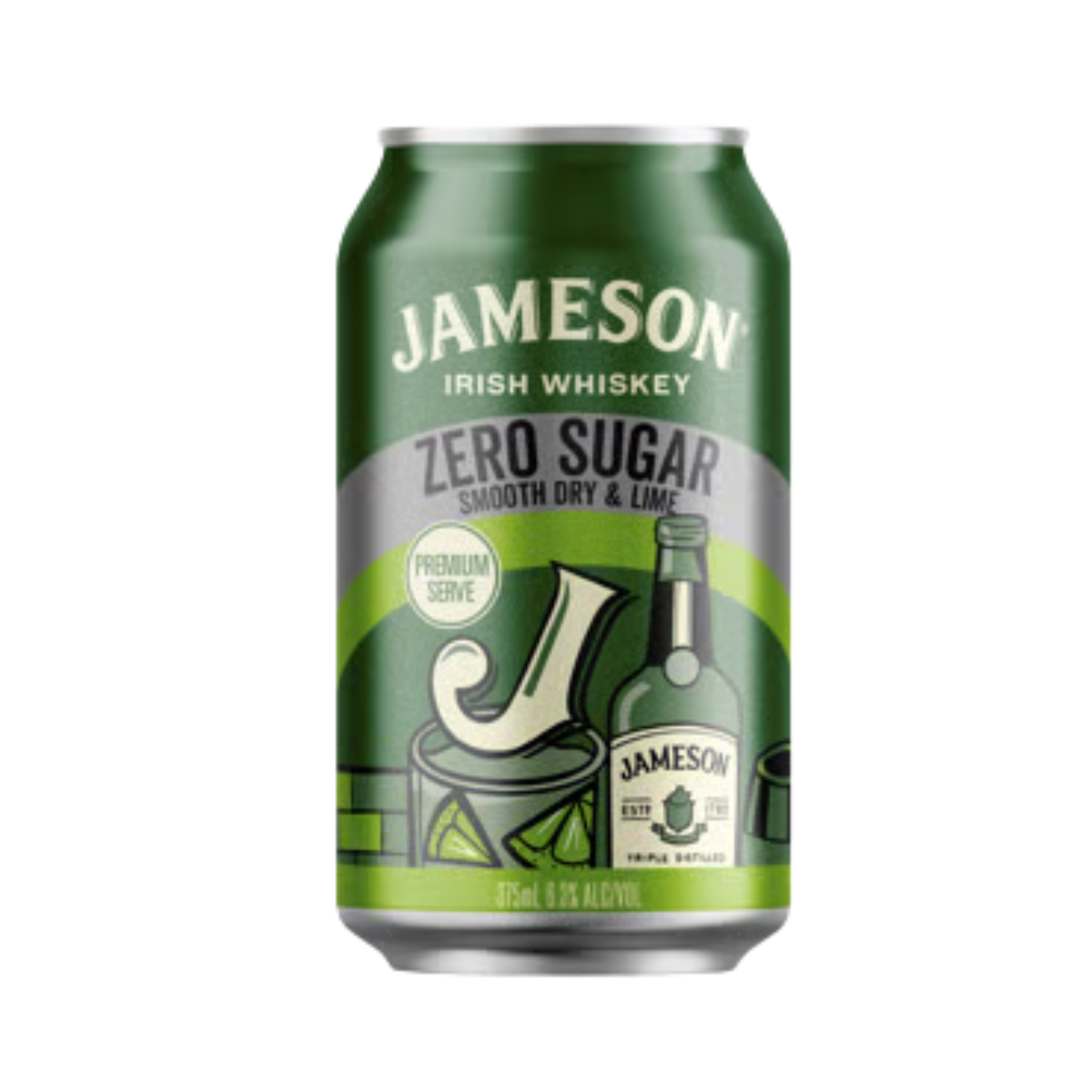 Jameson Smooth Dry & Lime Zero Sugar Premium Strength 6.3% 375ml Can