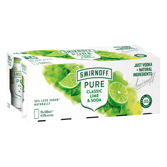 Smirnoff Pure Classic Lime and Soda 10x330ml