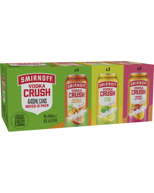 Smirnoff Vodka Crush Mixed Pack Cans 10x440mL