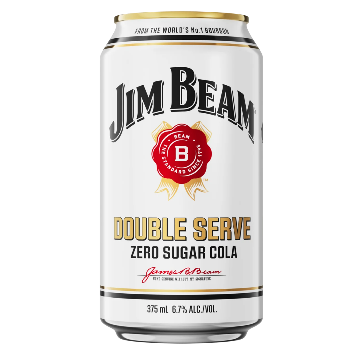 Jim Beam White Double Serve Bourbon & Cola Zero Sugar 6.7% 375ml Can