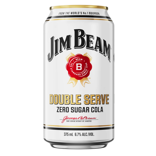 Jim Beam White Double Serve Bourbon & Cola Zero Sugar 6.7% 375ml Can