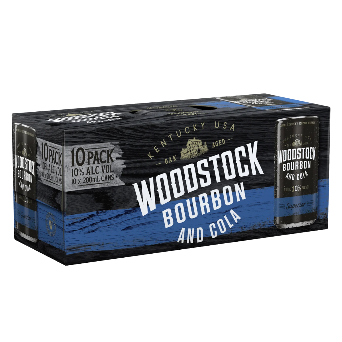 Woodstock & Cola 10% Blue 200ml Can 10 Pack