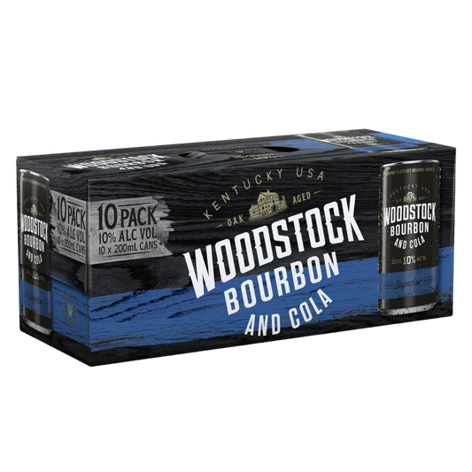 Woodstock & Cola 10% Blue 200ml Can 10 Pack
